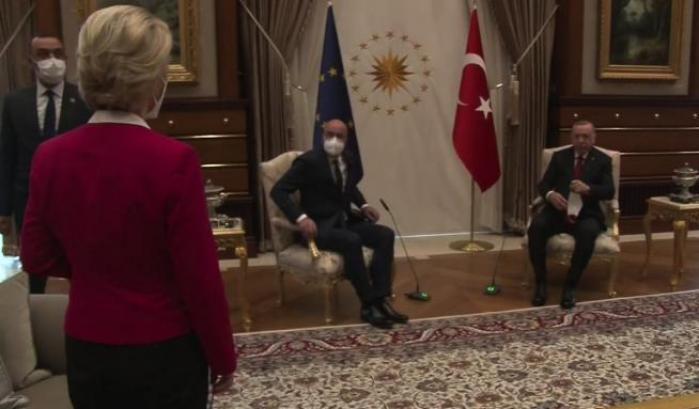 Erdogan, Michel e Von der Leyen