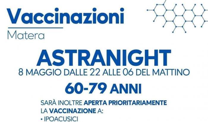 Astranight, evento per vaccina 750 anziani a Matera