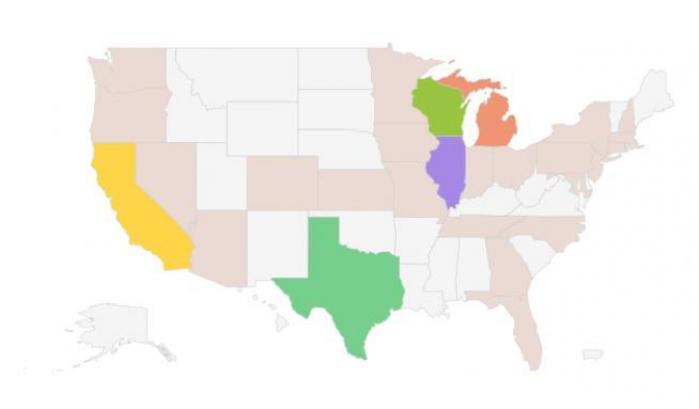 Cartina geografica degli Usa