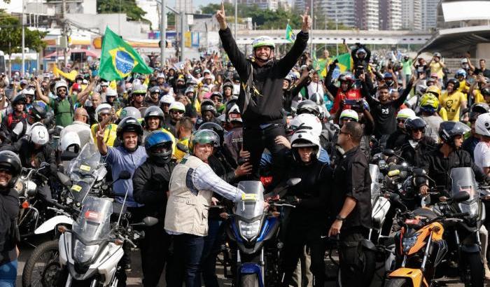 Jair Bolsonaro, Presidente del Brasile, durante il corteo di motociclette a Rio de Janeiro