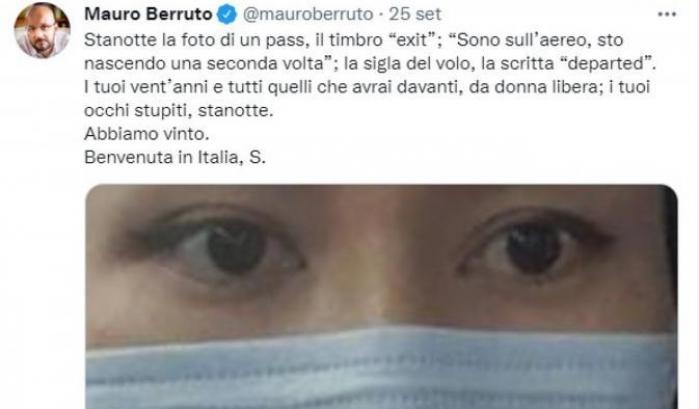 Tweet di Berrutto su Safiya, una giovane pallavolista afghana approdata in Italia grazie al suo aiuto