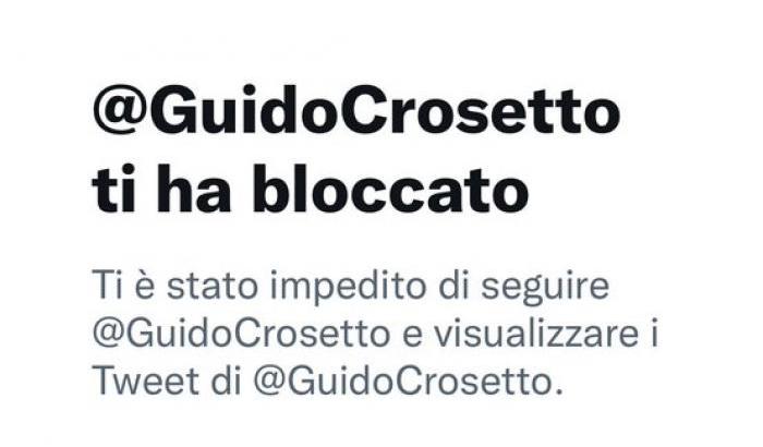 Crosetto blocca Storace su Twitter e lui replica: 