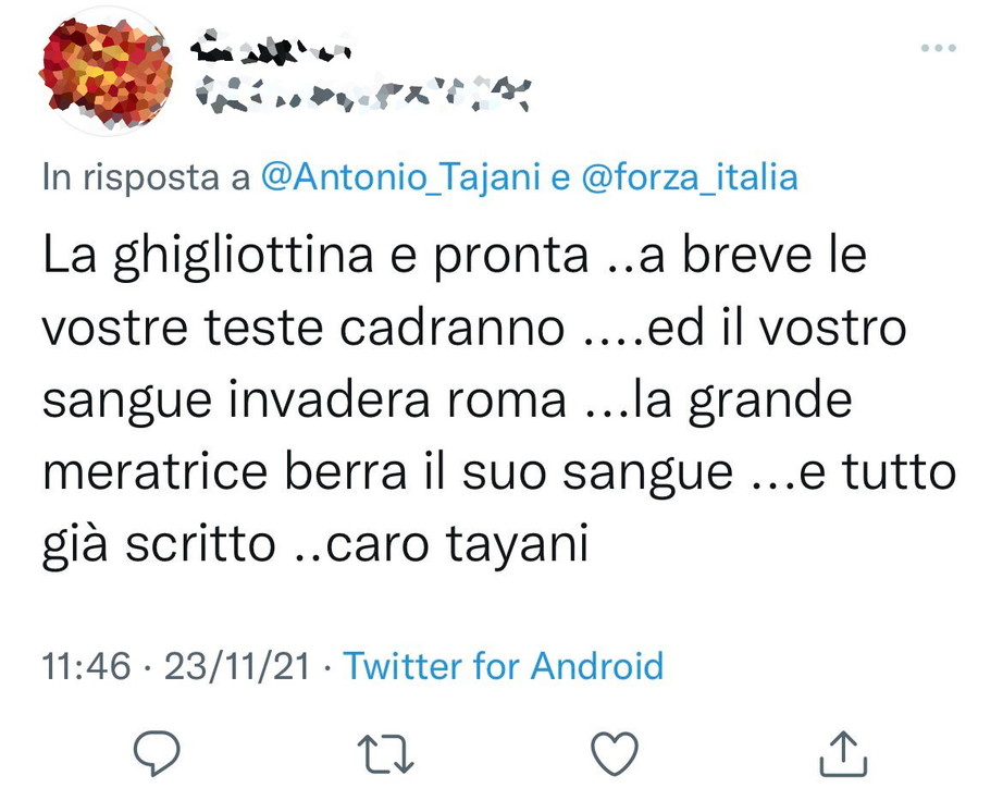 Dai no-vax minacce di morte anche a Tajani: "La ghigliottina è pronta"