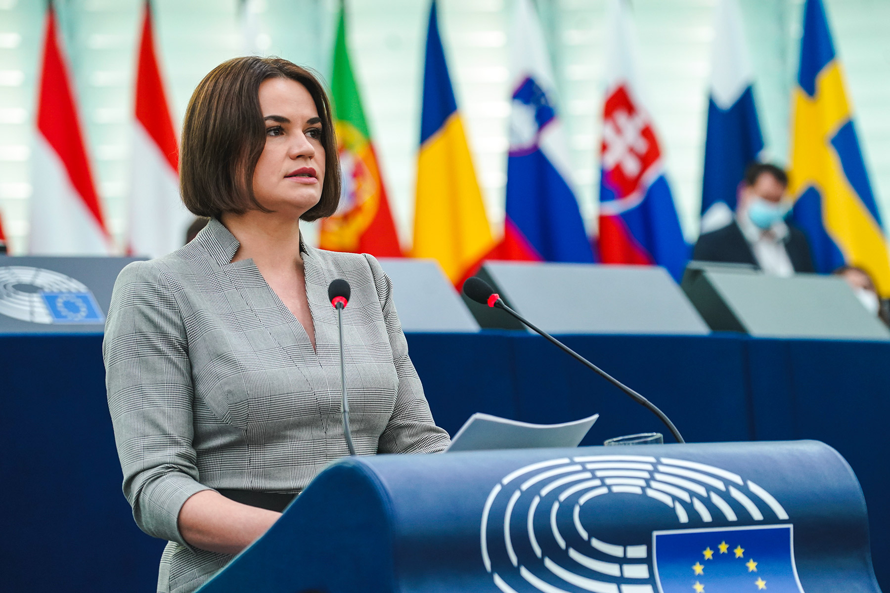 La leader dell'opposizione bielorussa invoca l'Europa: 