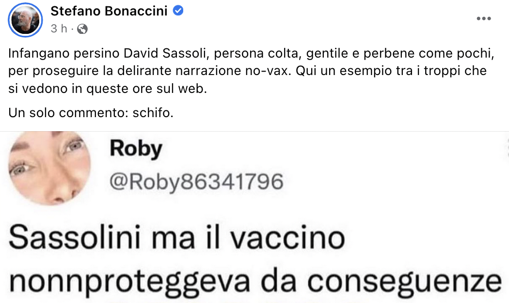 L'ira di Bonaccini contro i no-vax che esultano per la morte di Sassoli: "Fate schifo"