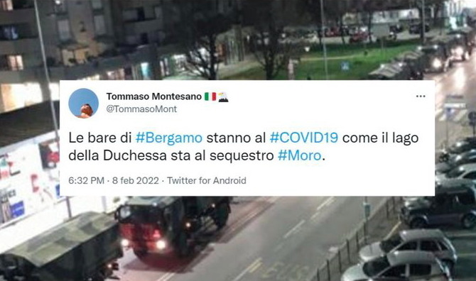 Tommaso Montesano, figlio di Enrico, paragona le bare di Bergamo al depistaggio del caso Moro: è polemica