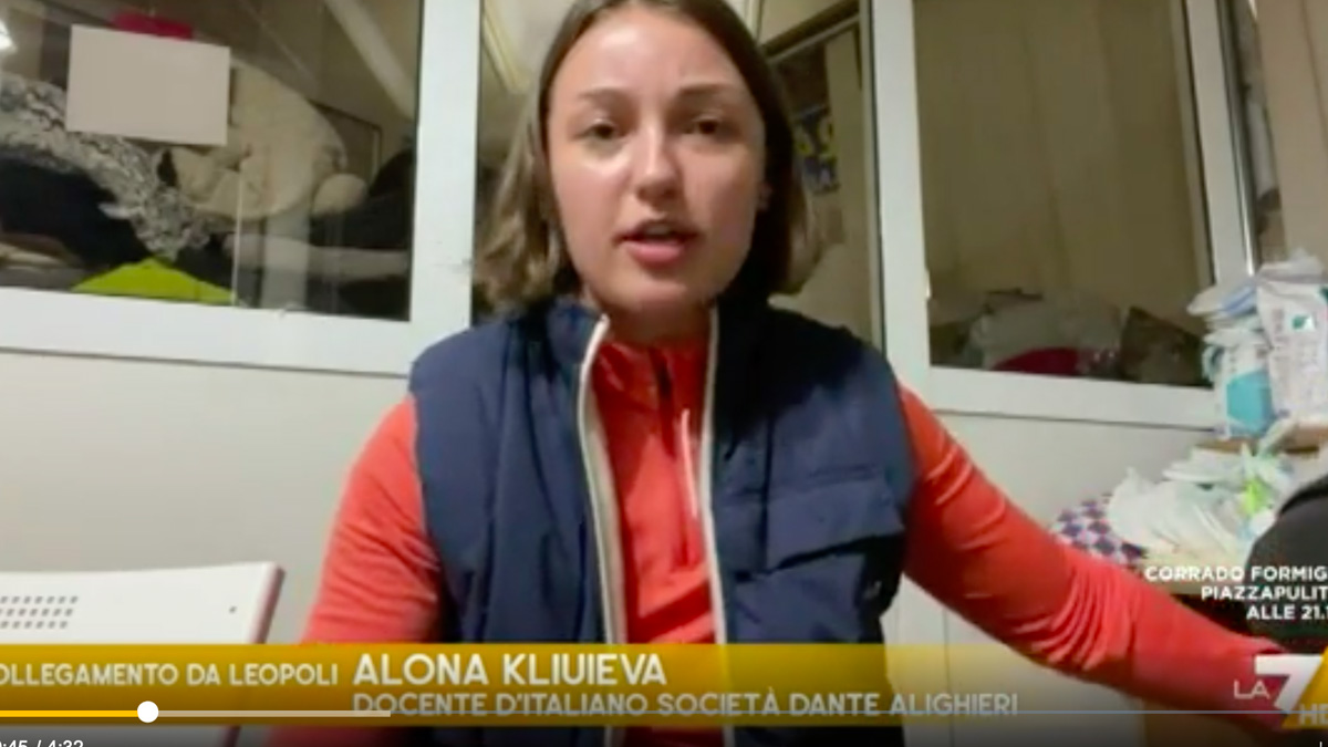 Alona Kliuieva, l'insegnante di italiano a Kiev ospite a Cartabianca