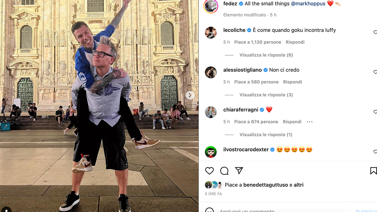 fedez-hoppus-instagram Mark Hoppus fa emozionare Fedez: "Ho incontrato il leader dei Blink 182, un sogno"