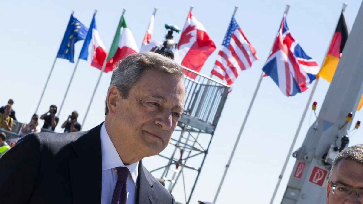 mario-draghi-g7 Summit G7, Mario Draghi: "L'Ucraina deve vincere, se perde Kiev perdono tutte le democrazie"