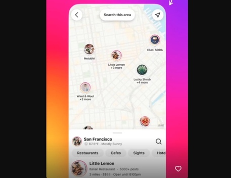 Nuovo aggiornamento Instagram per le mappe social