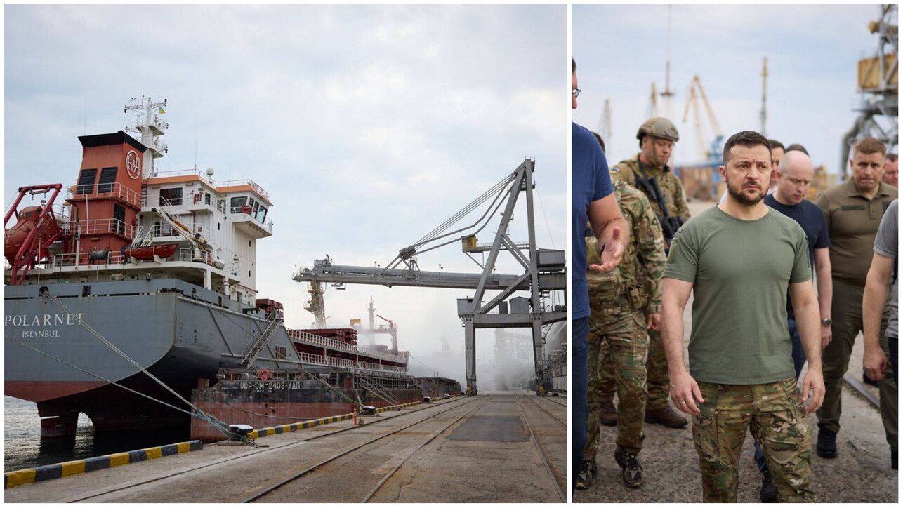 Ucraina, Zelensky presenzia al primo export di grano: "Siamo pronti, aspettiamo il segnale dai nostri partner"