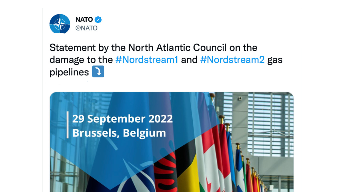 Nordstream, la Nato: "E' uno sconsiderato sabotaggio, si tratta di atti irresponsabili"