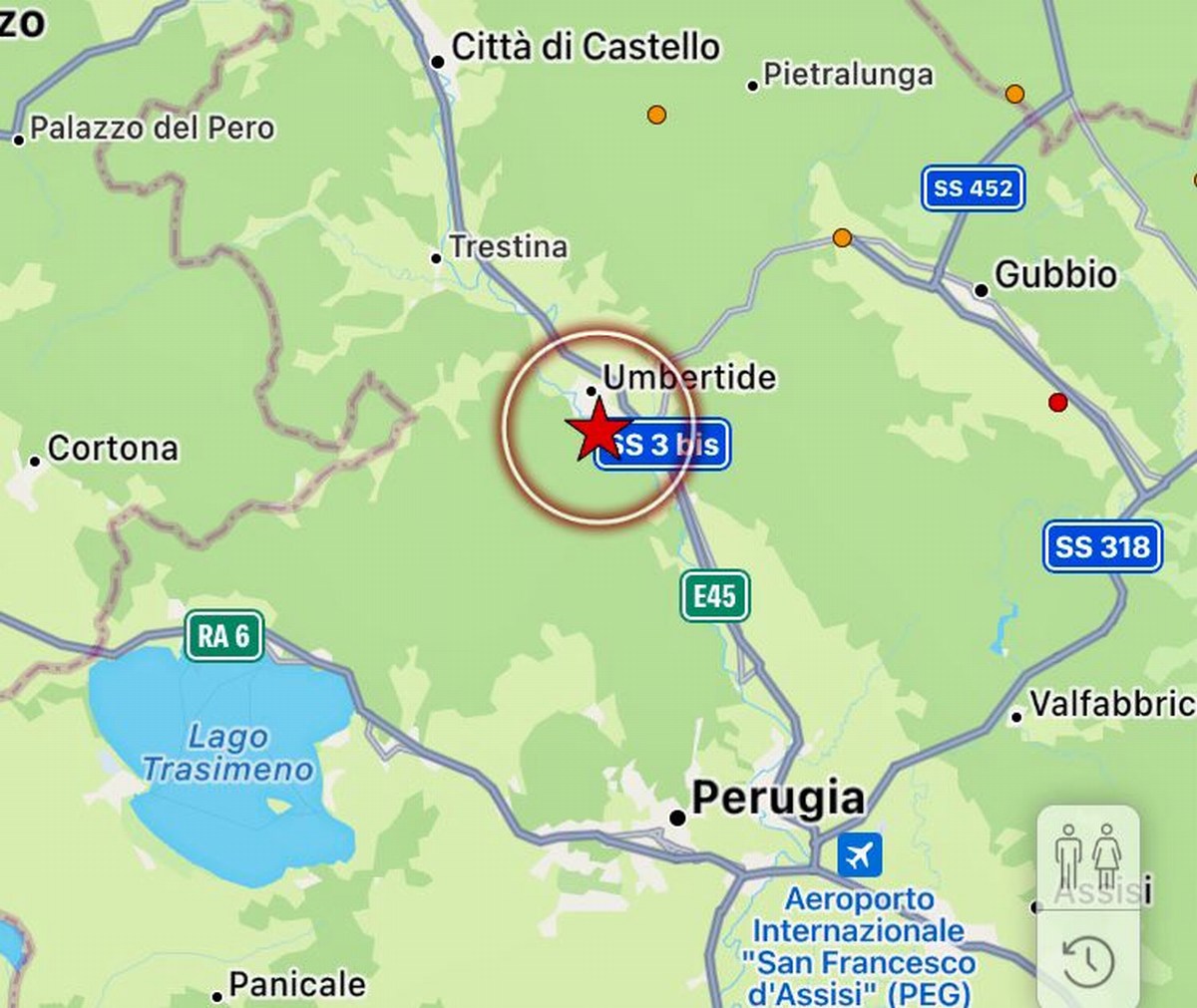 Terremoto in Umbria, scossa di magnitudo 4.4 con epicentro a Umbertide: gente in strada