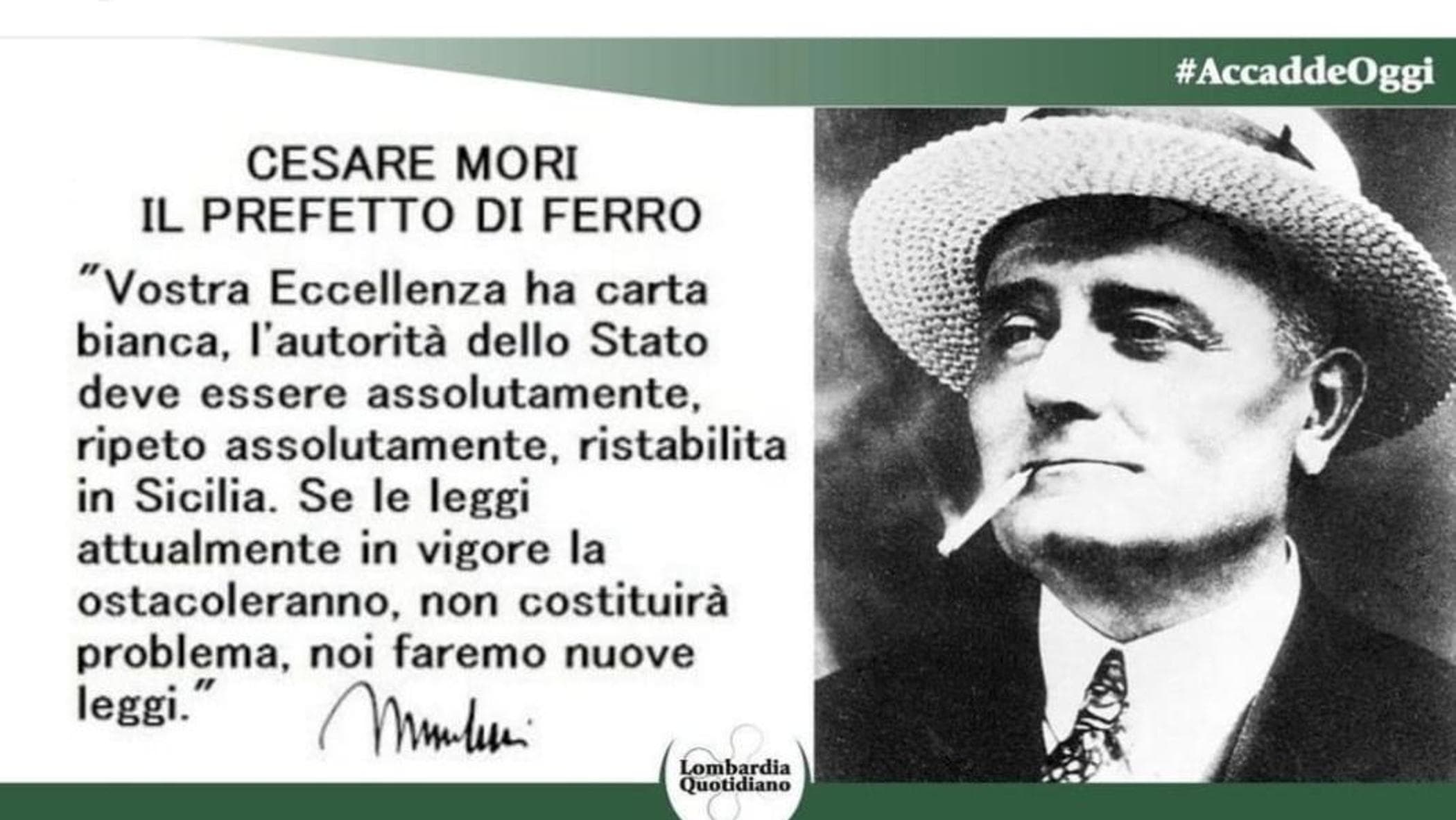 Il Consiglio regionale della Lombardia cita Benito Mussolini per l'omaggio al Prefetto
