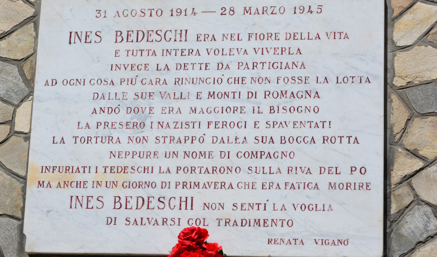 In ricordo di Ines Bedeschi, partigiana medaglia d'oro al valor militare fucilata dai nazifascisti