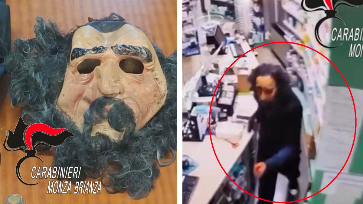 Rapina una farmacia con una maschera di Mangiafuoco e una pistola (a salve): arrestato un 49enne a Villasanta