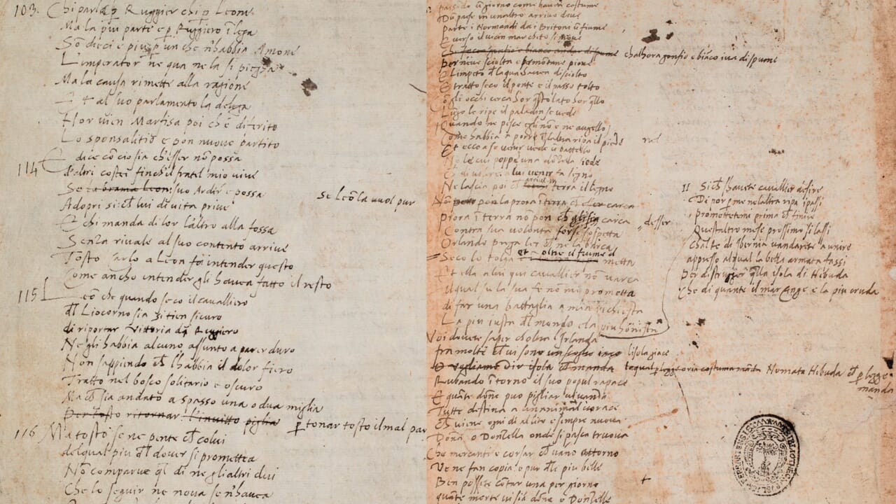 Arrivano a Roma i manoscritti autografi di Tasso e Ariosto