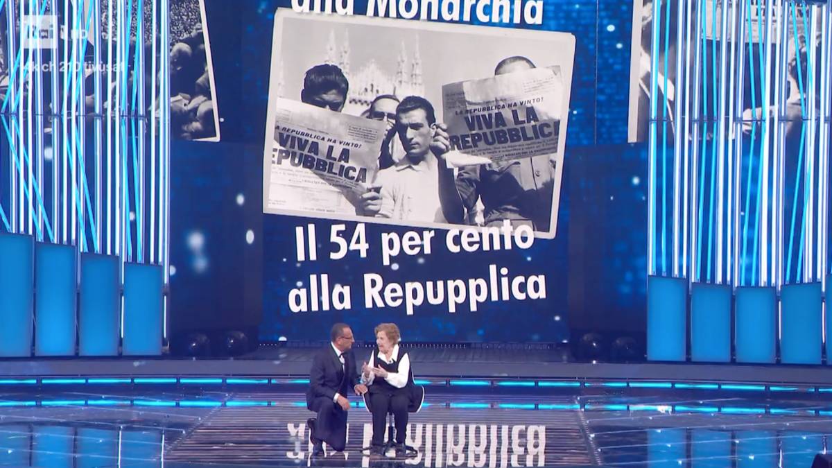 La signora 1 A Sanremo i colori dell'Ucraina sono spenti
