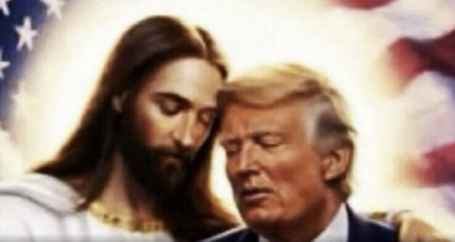 Trump, il megalomane blasfemo ci ricasca: rilancia una immagine con Gesù al suo fianco