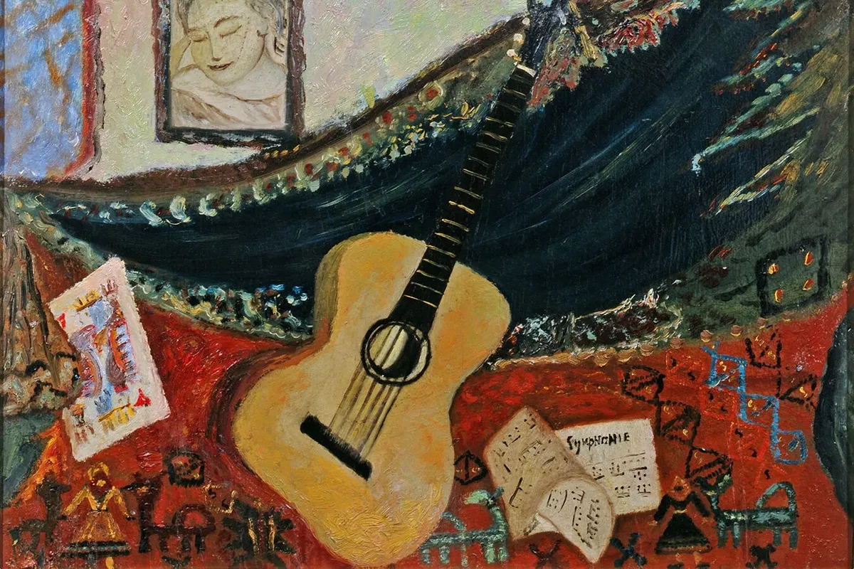 Antonietta-Raphael-Natura-morta-con-chitarra-1928-olio-su-tavola-2 Carrara ospita "Le signore dell’arte", per raccontare l'arte femminile del XIX e XX secolo